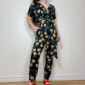 *Darling Floral Black Short Sleeve Jumpsuit